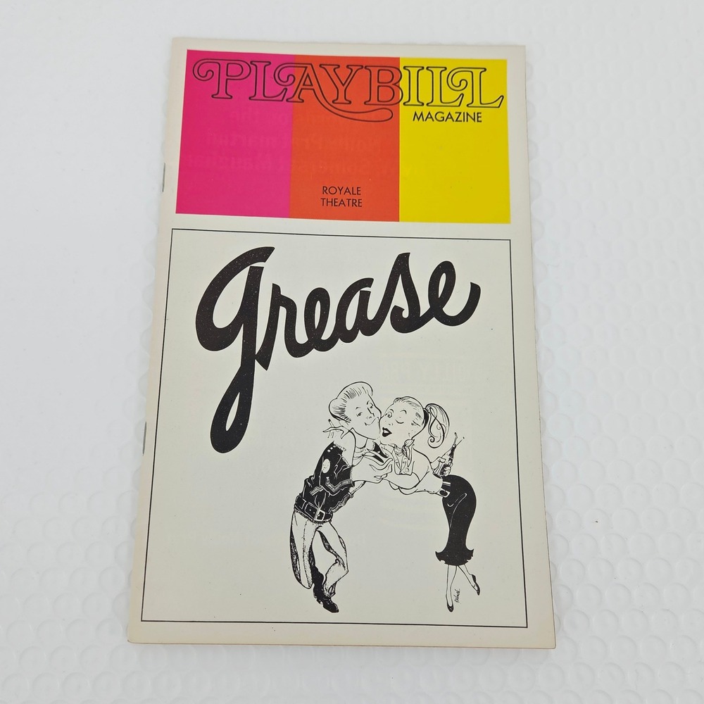 Grease Playbill Royale Theatre Broadway NYC 1973 Vintage Ephemera Collectible